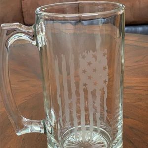 Mug Etched Glass Beer Stein Dad Gift Drinking Distressed US Flag